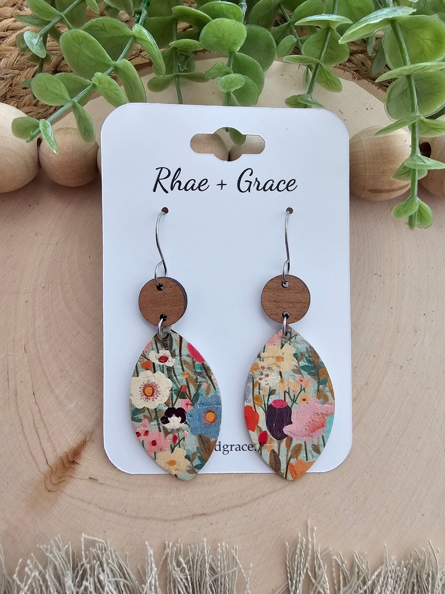 Colorful Wildflower Field Leaf Earrings