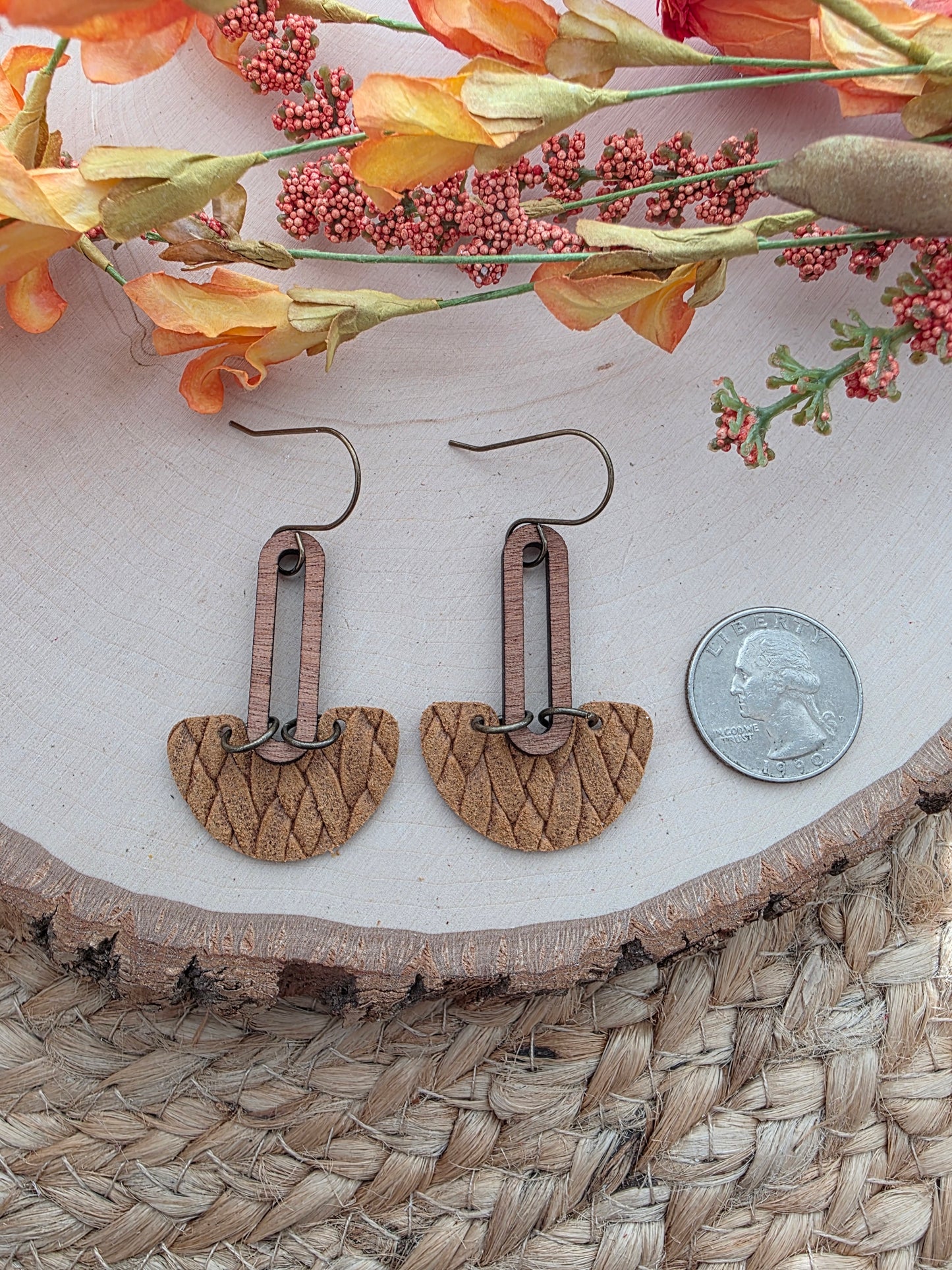 Honey Brown Arch Drop Earrings