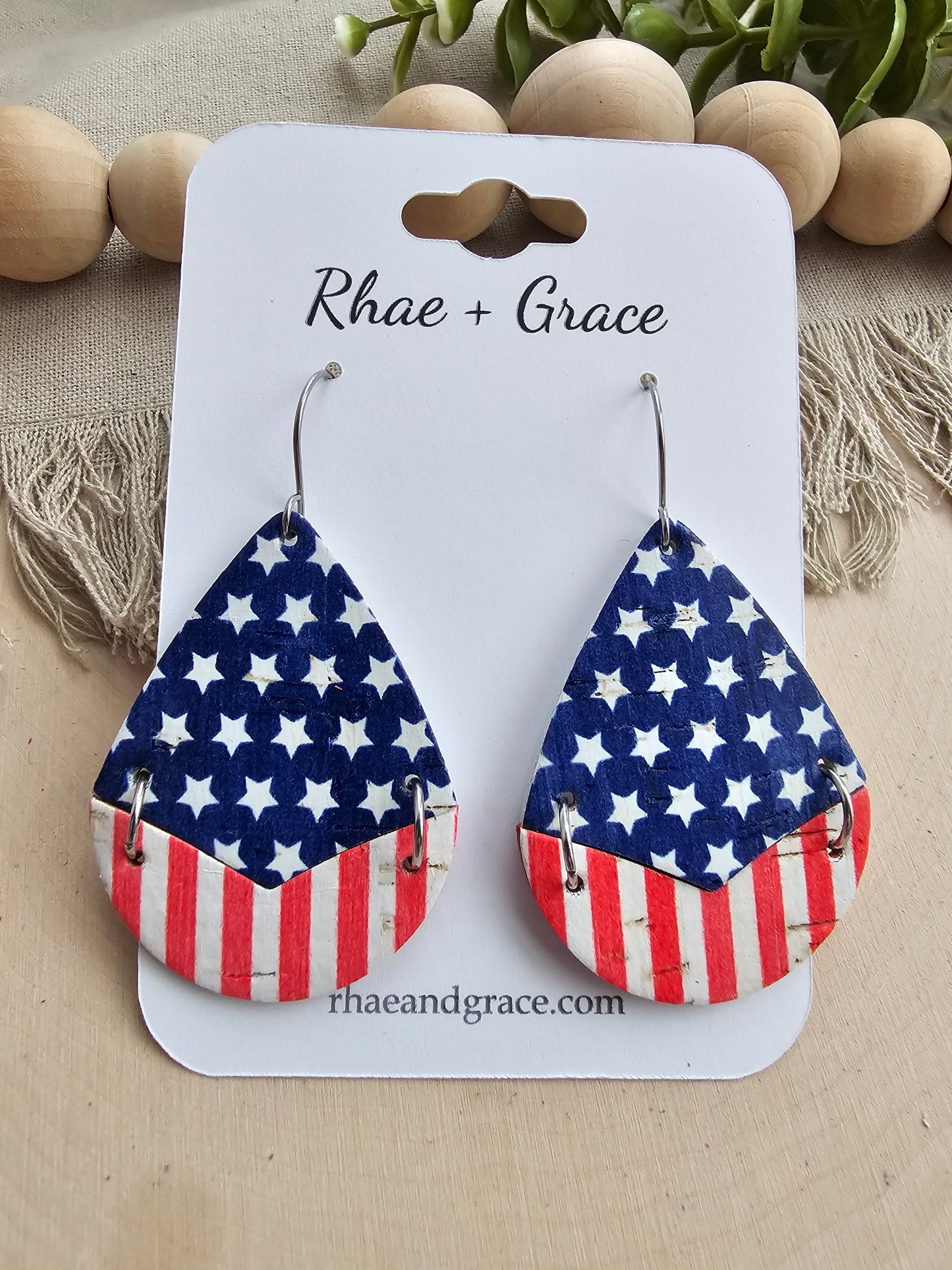 Stars & Stripes Split Teardrop Earrings