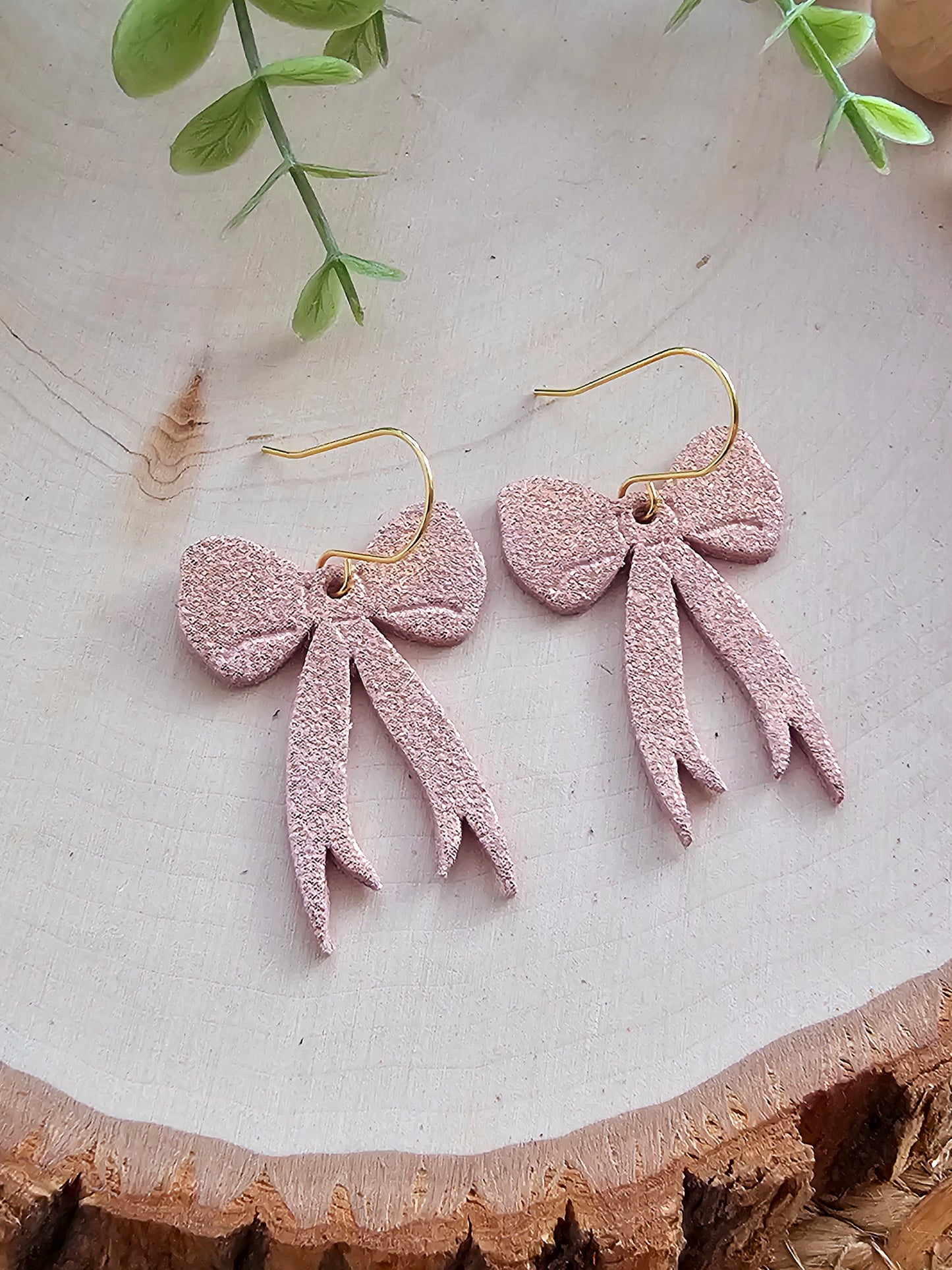 Pink & Gold Daintier Bow Earrings