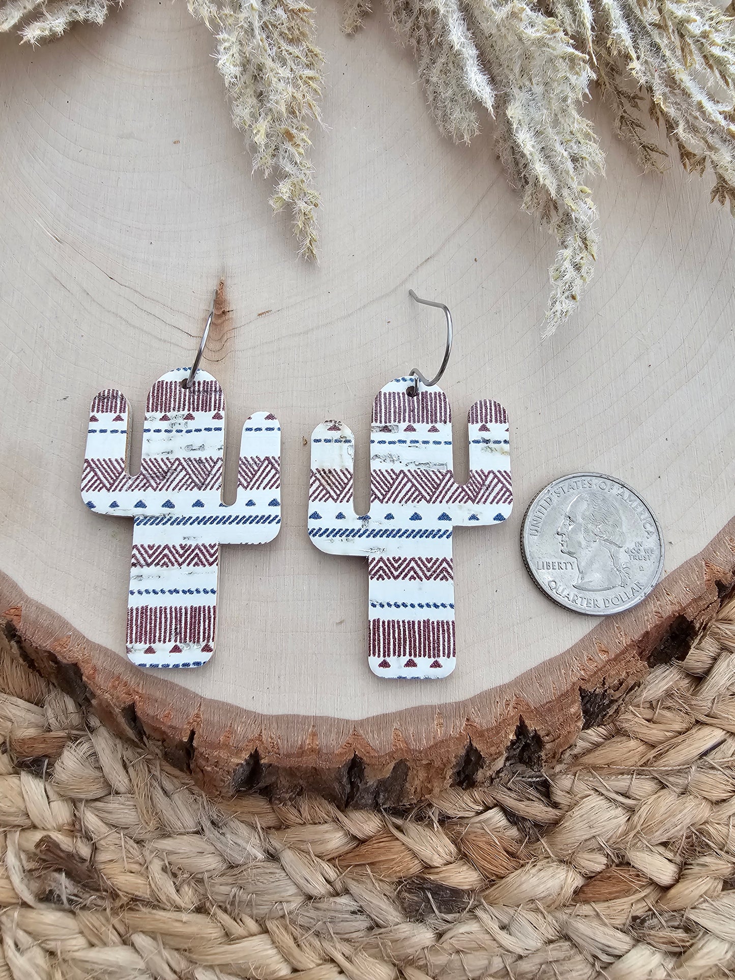 Tribal Stripe Cactus Earrings