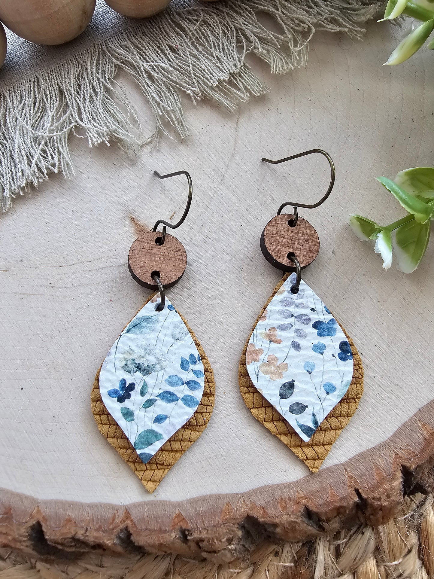 Layered Leaf Floral Earrings