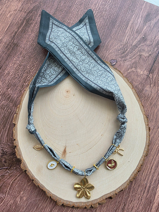 Enchanted Forest Green Scarf Charm Necklace