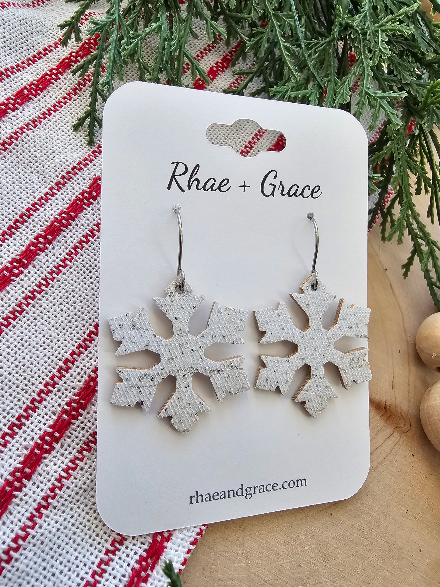White Sparkle Snowflake Earrings