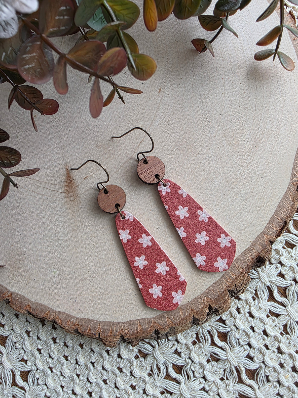 Boho Floral Skinny Teardrop Earrings