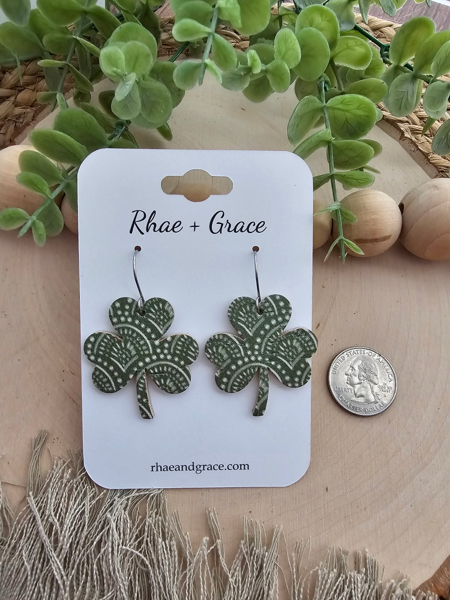 Kale Green Shamrock Earrings