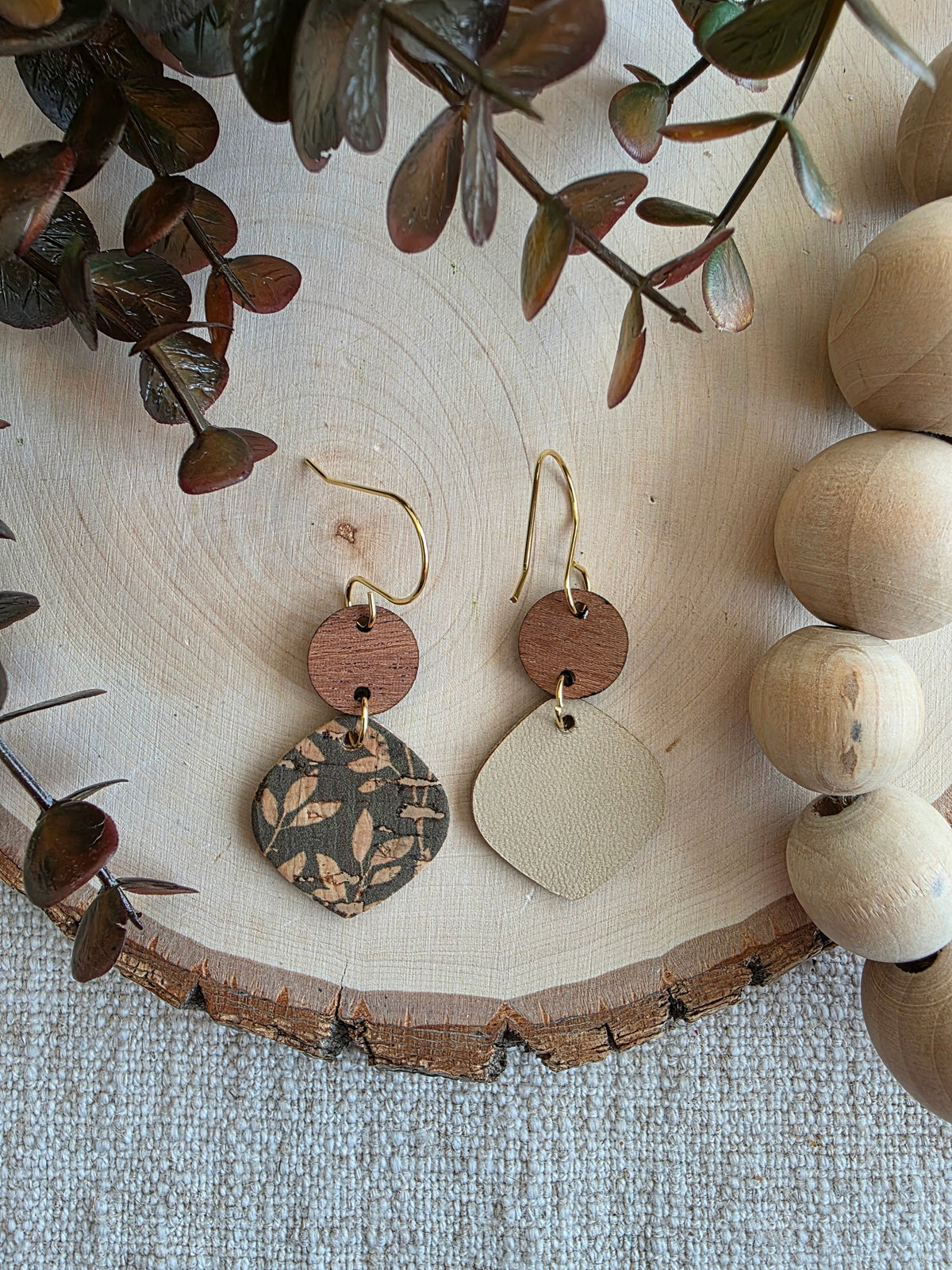 Moss Green Willow Rounded Petal Earring