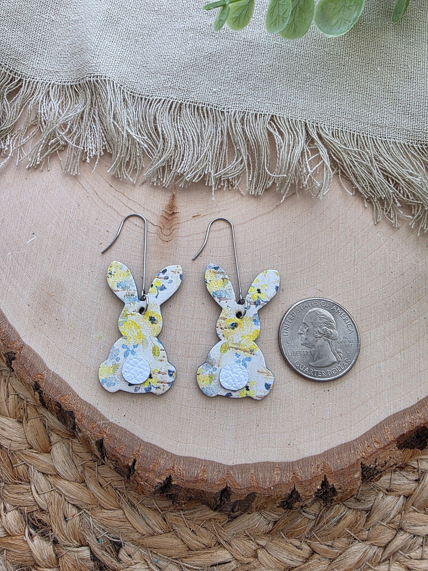Yellow & Blue Floral Bunny Earrings