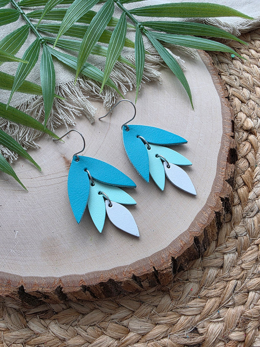 Blue Ombre Falling Petals Earrings