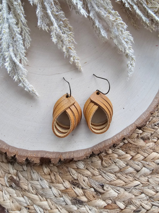 Honey Brown Sculpted Loop Earrings