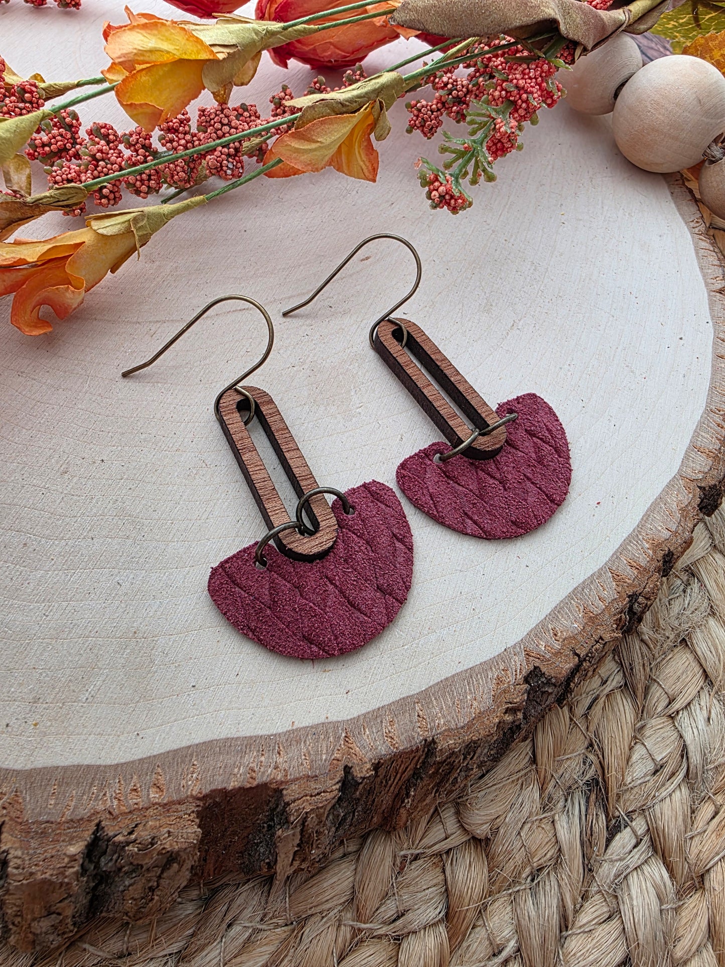 Merlot Red Arch Drop Earrings