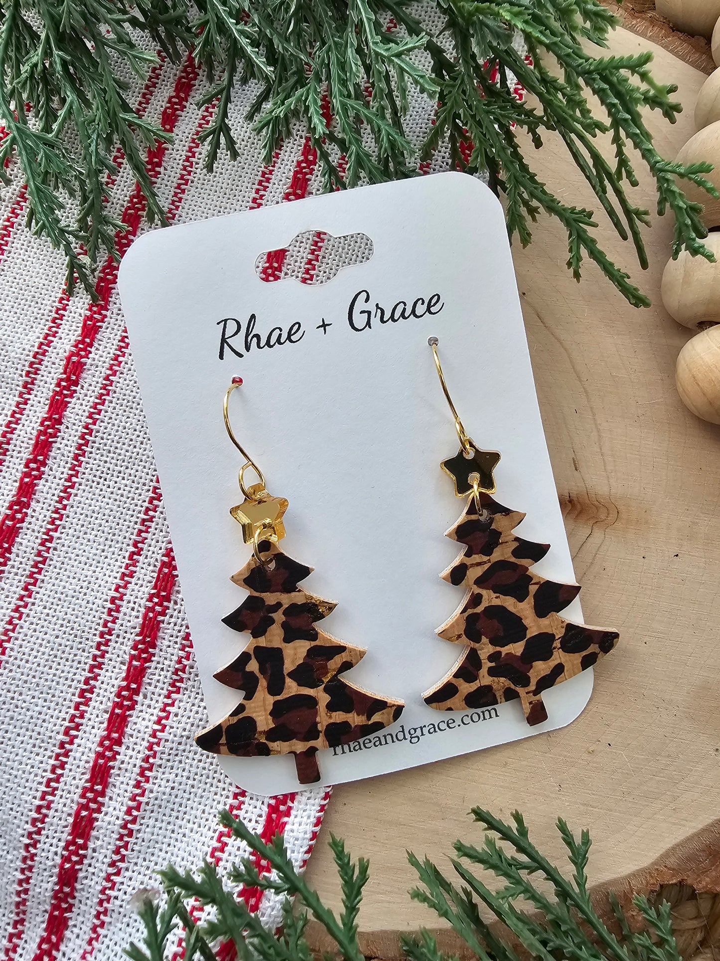 Cheetah Print Christmas Tree Earrings