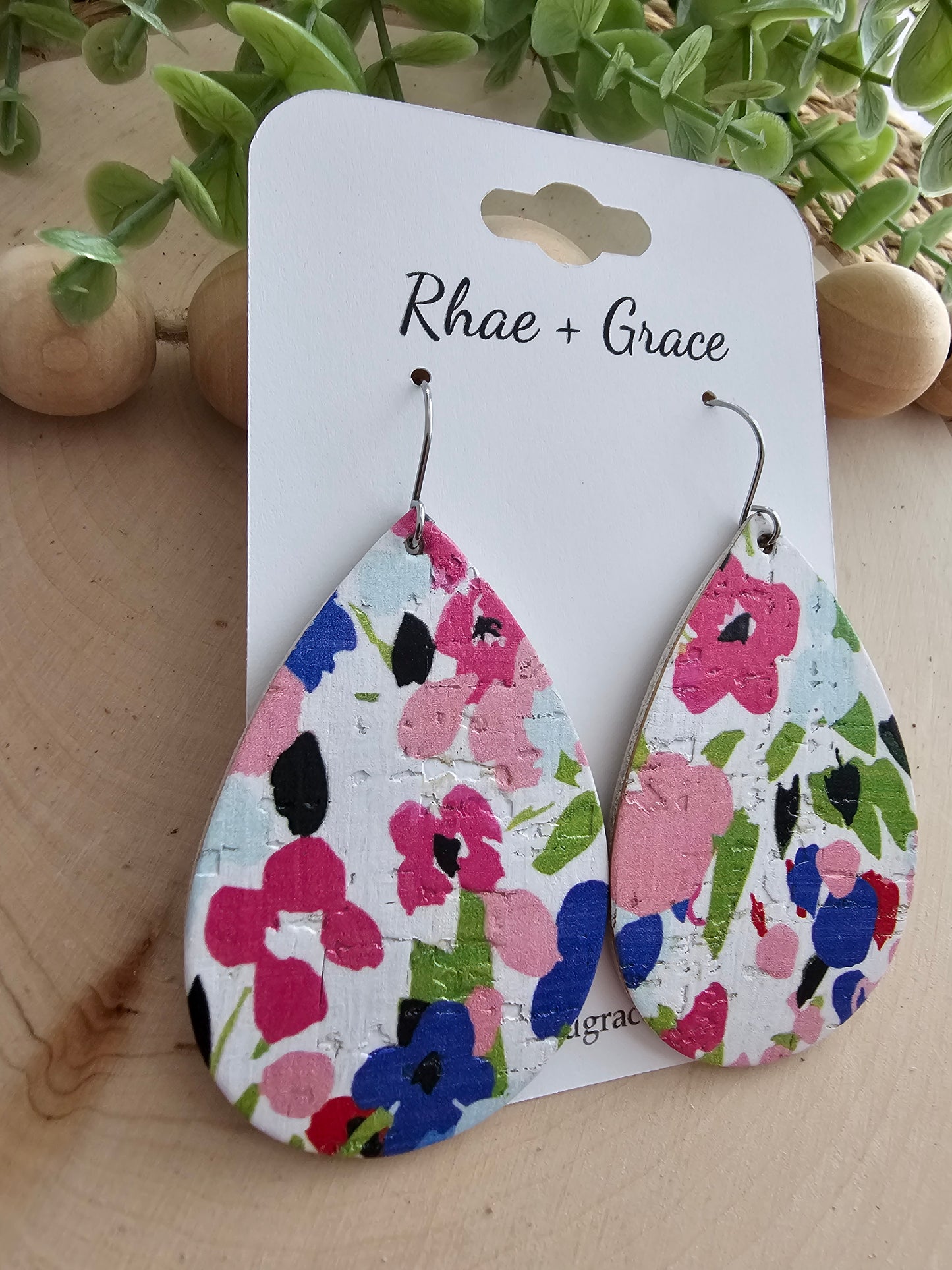 Floral Teardrop Earrings - Large