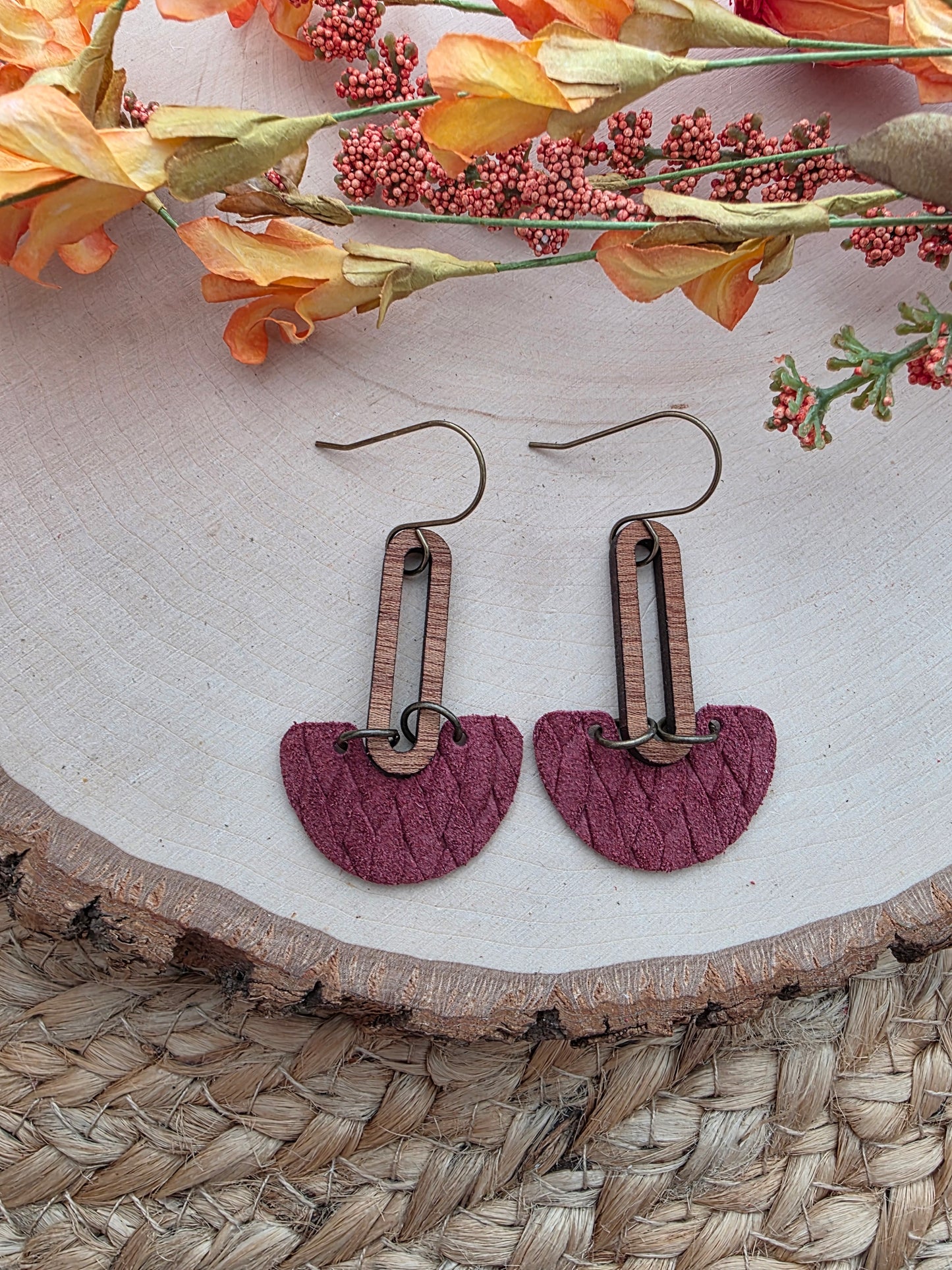 Merlot Red Arch Drop Earrings