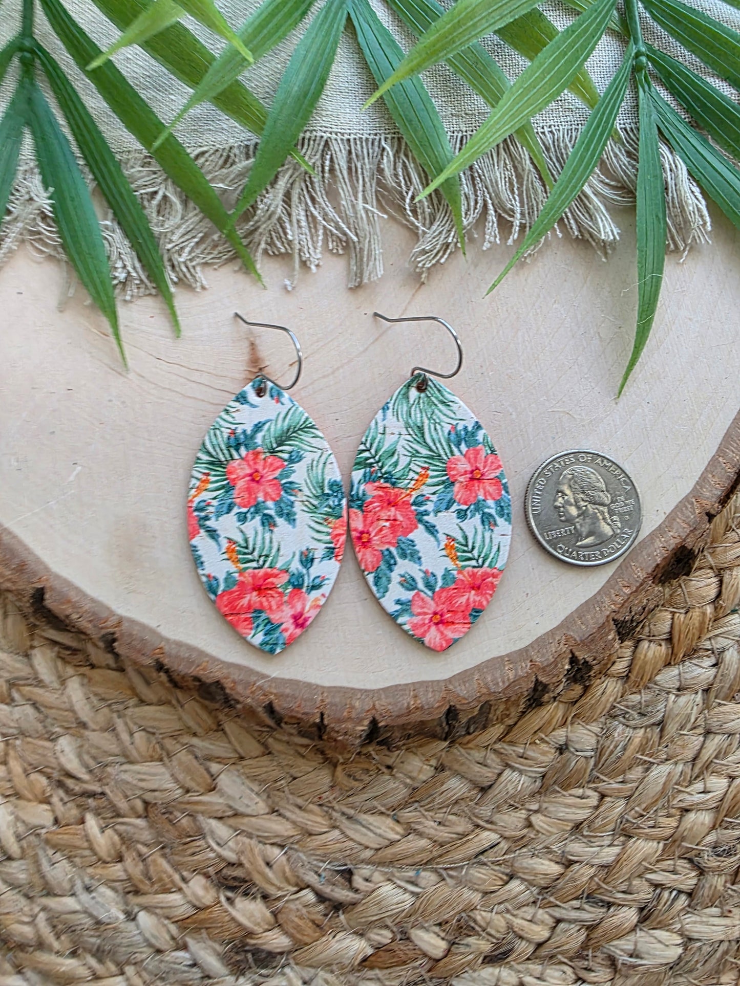 Tropical Hibiscus Leaf Earrings