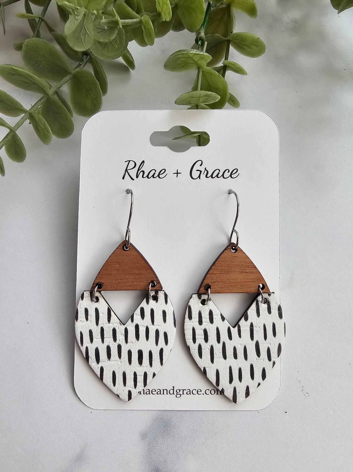 Black & White Dashes Swoop Earrings