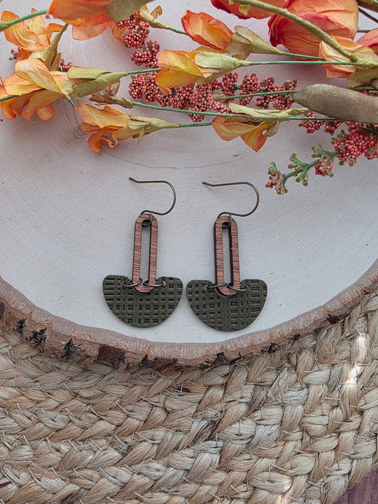 Olive Green Arch Drop Earrings