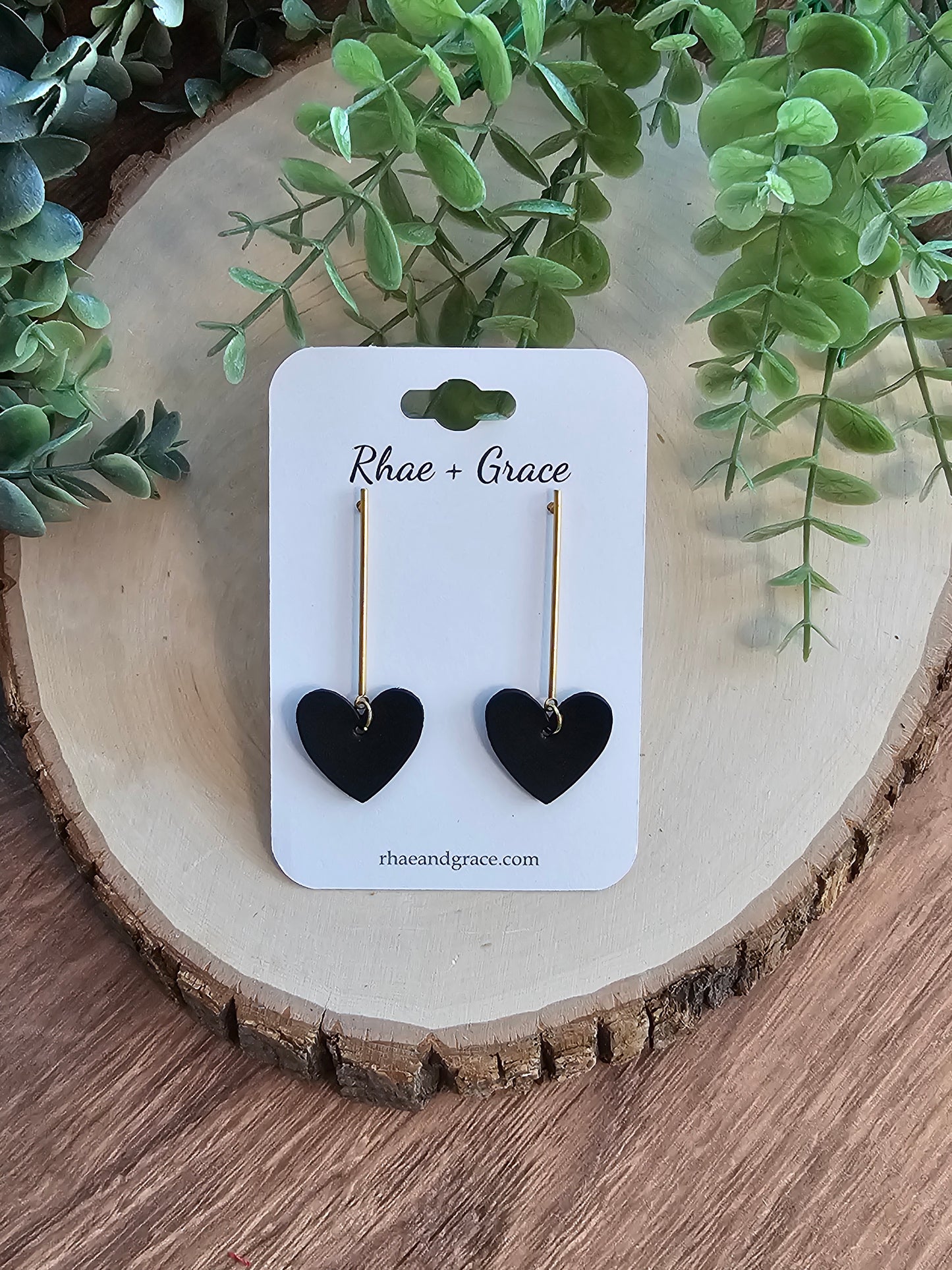 Black Heart Drop Post Earrings