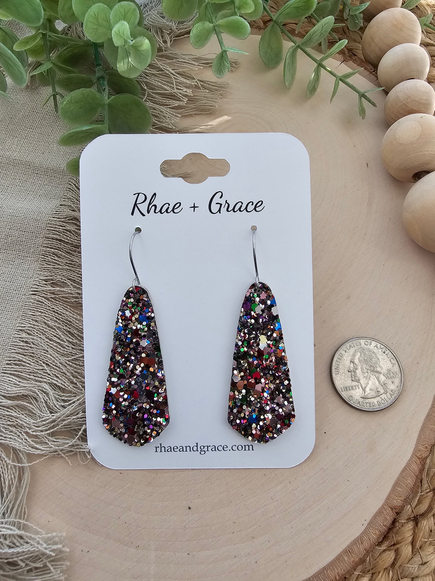 Jewel Glitter Skinny Drop Earrings