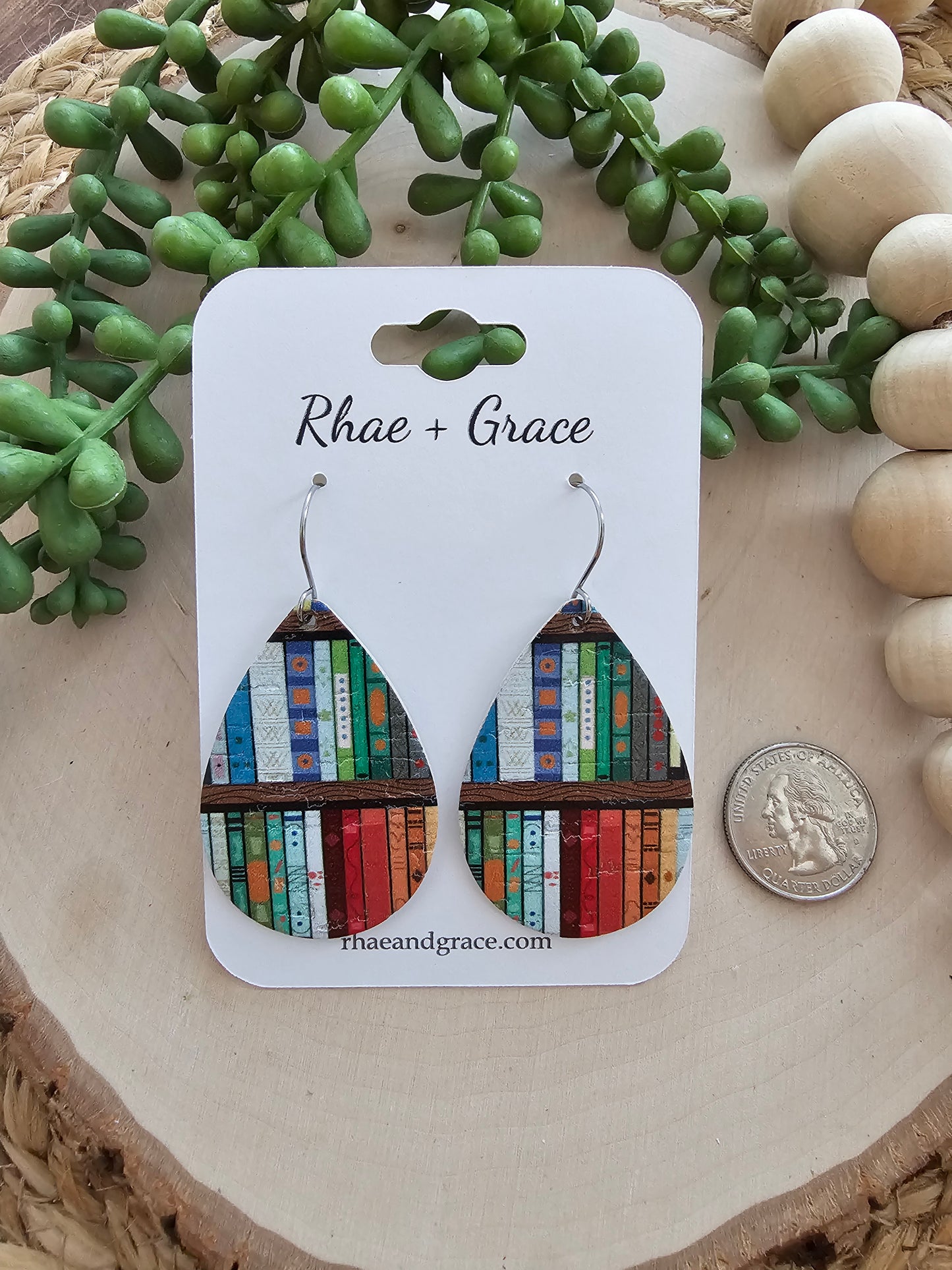 Colorful Library Teardrop Earrings - Medium