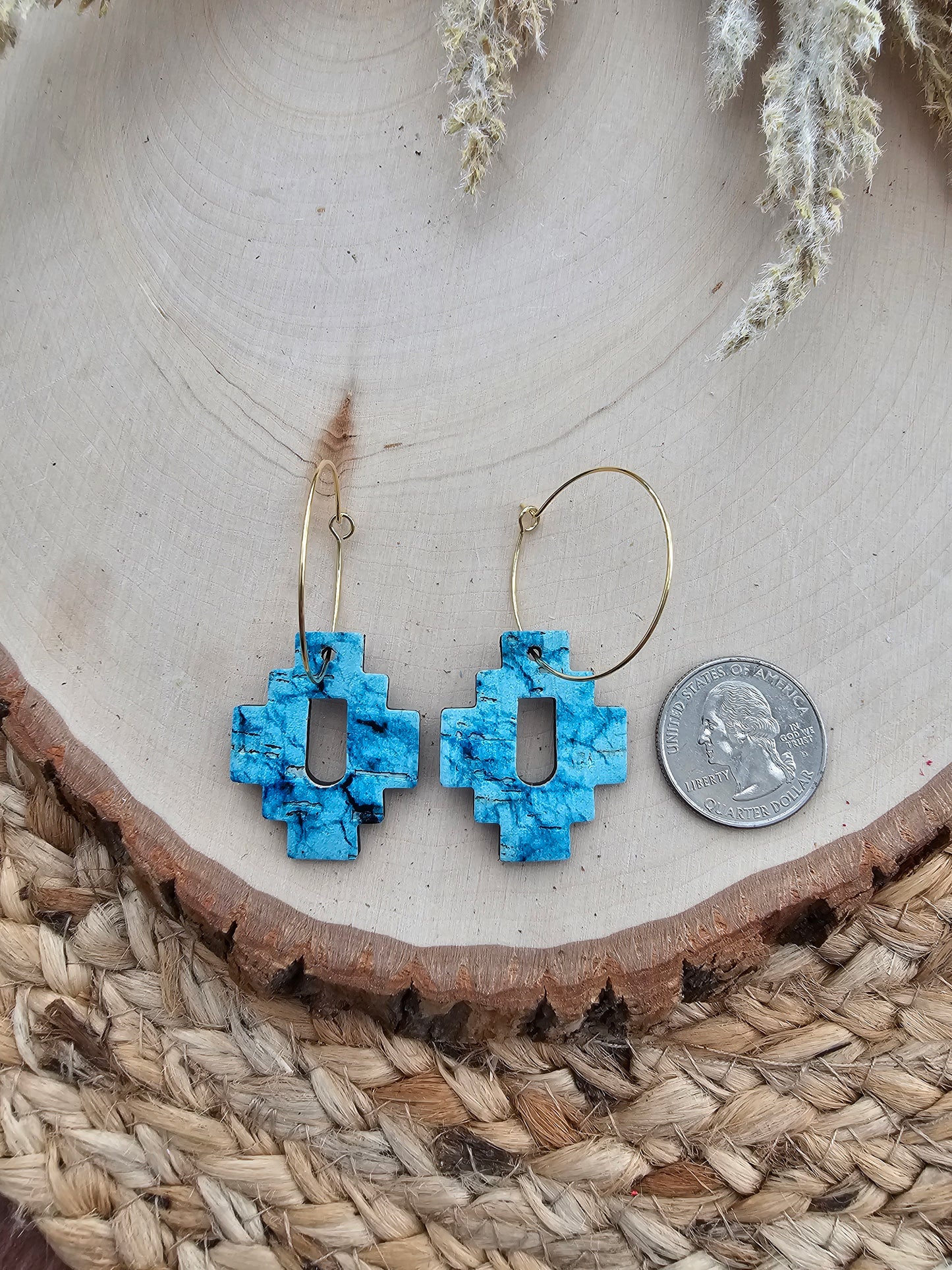 Turquoise Aztec Hoop Earrings