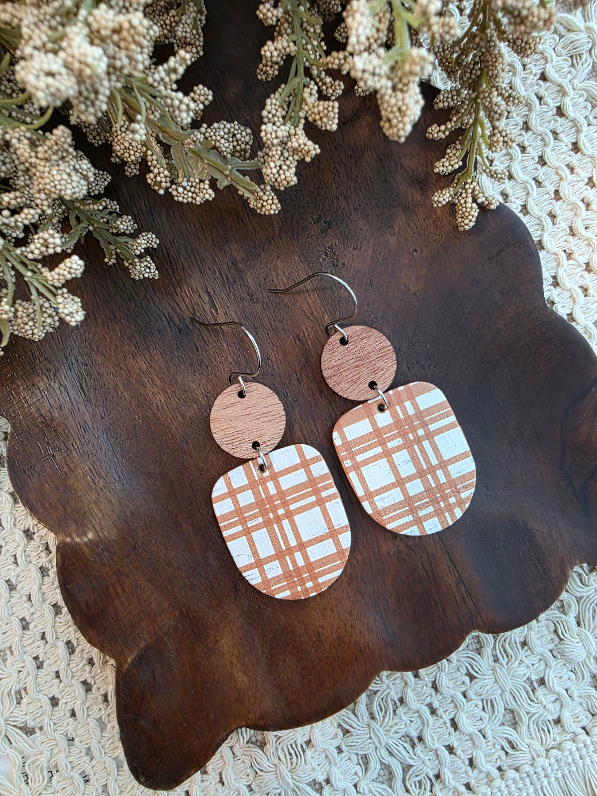 Apple Cider Plaid Drop Earrings