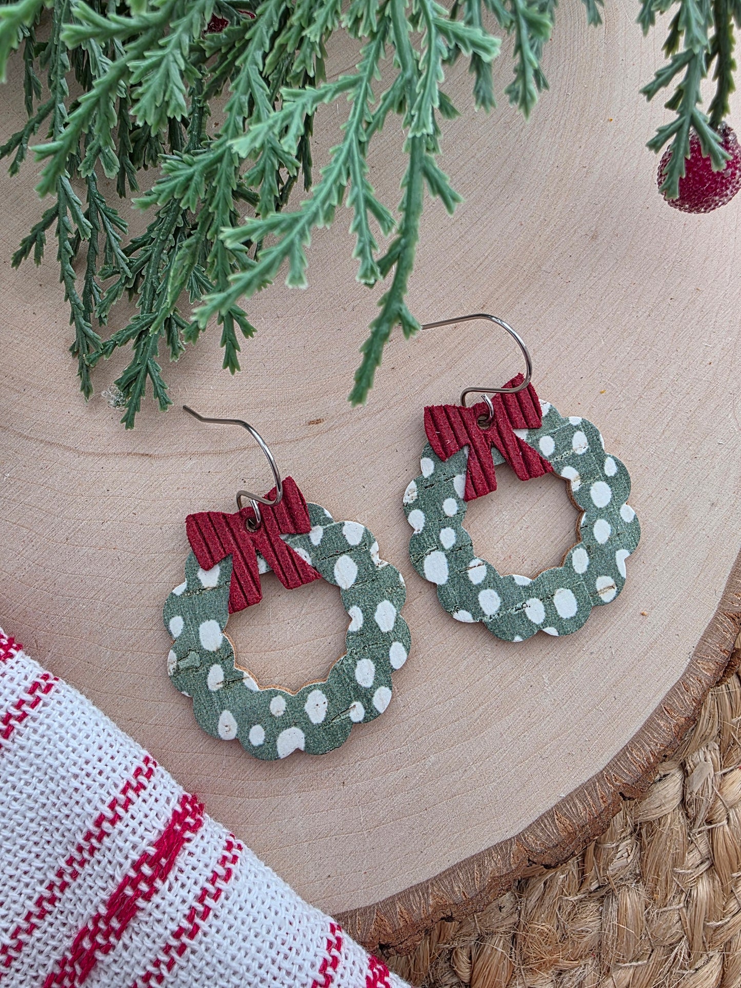 Snowy Christmas Wreath Earrings