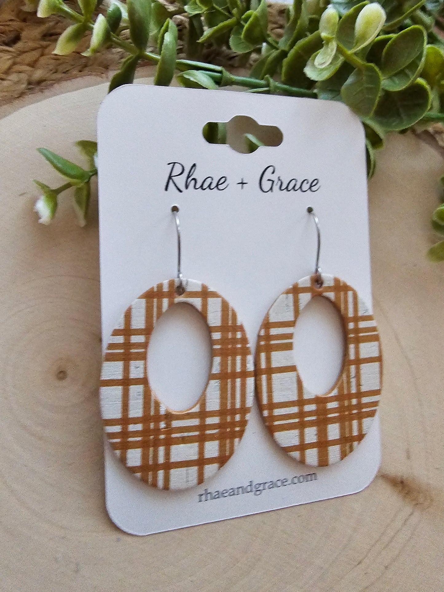 Autumn Plaid Chunky Oval Earrings