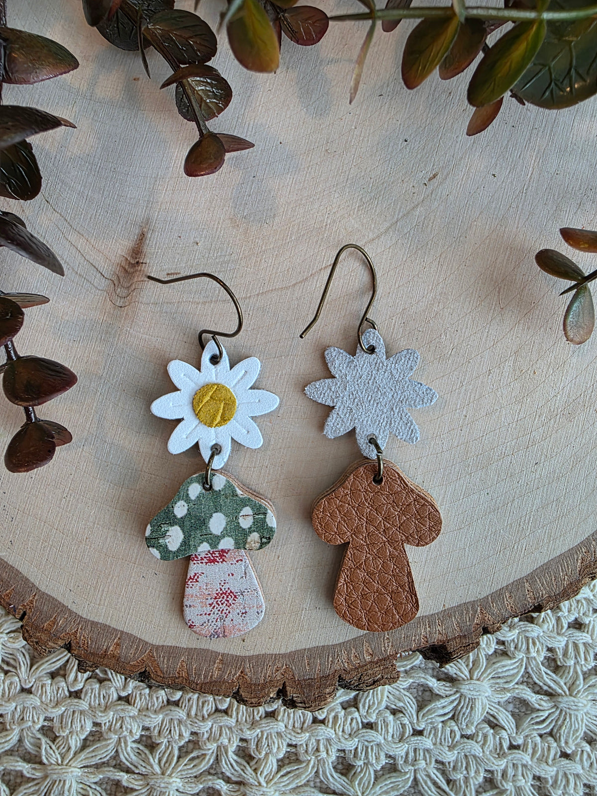 Whimsical Toadstool Earrings - Green