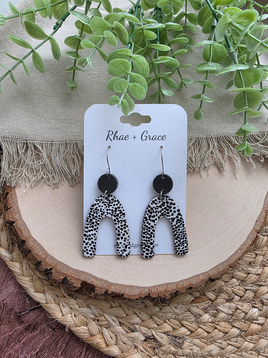 Black & White Spotted Arch Earrings