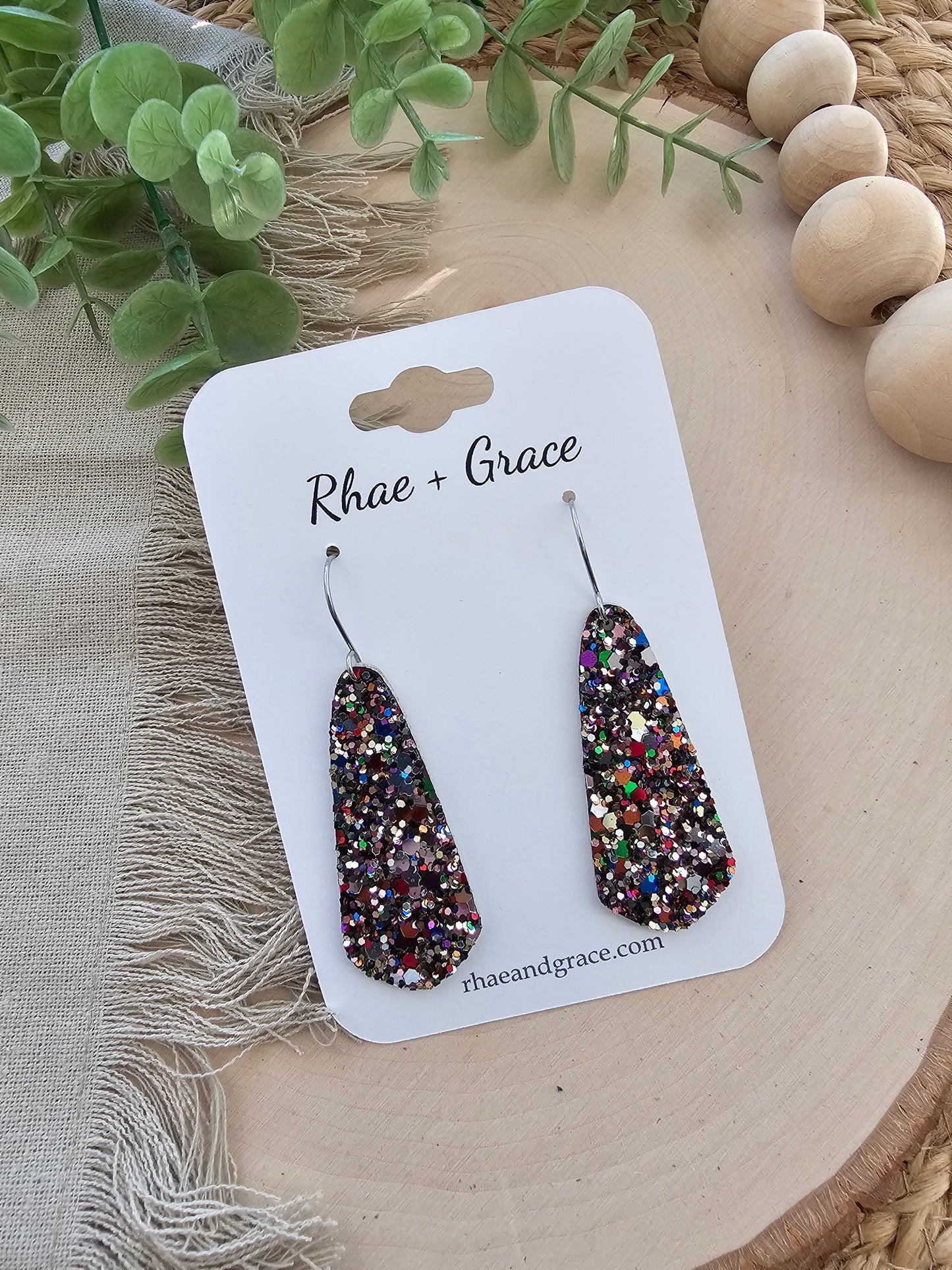 Jewel Glitter Skinny Drop Earrings