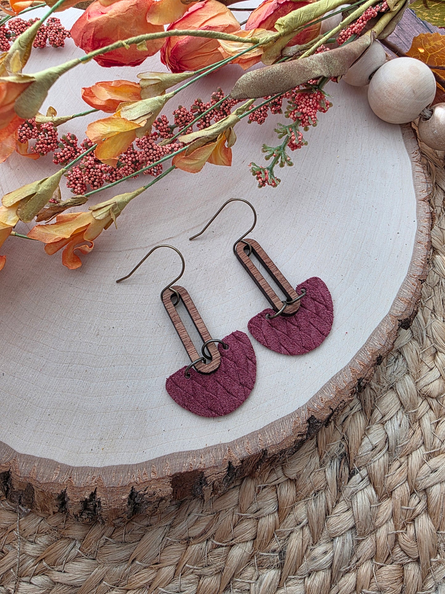 Merlot Red Arch Drop Earrings