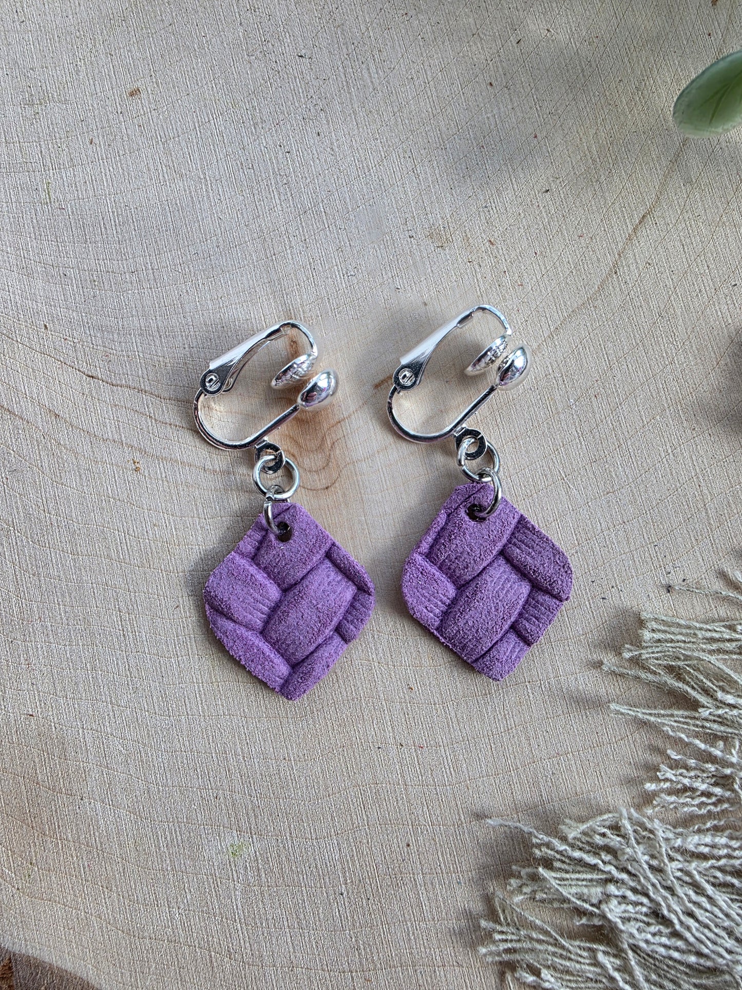 Light Purple Clip On Earrings