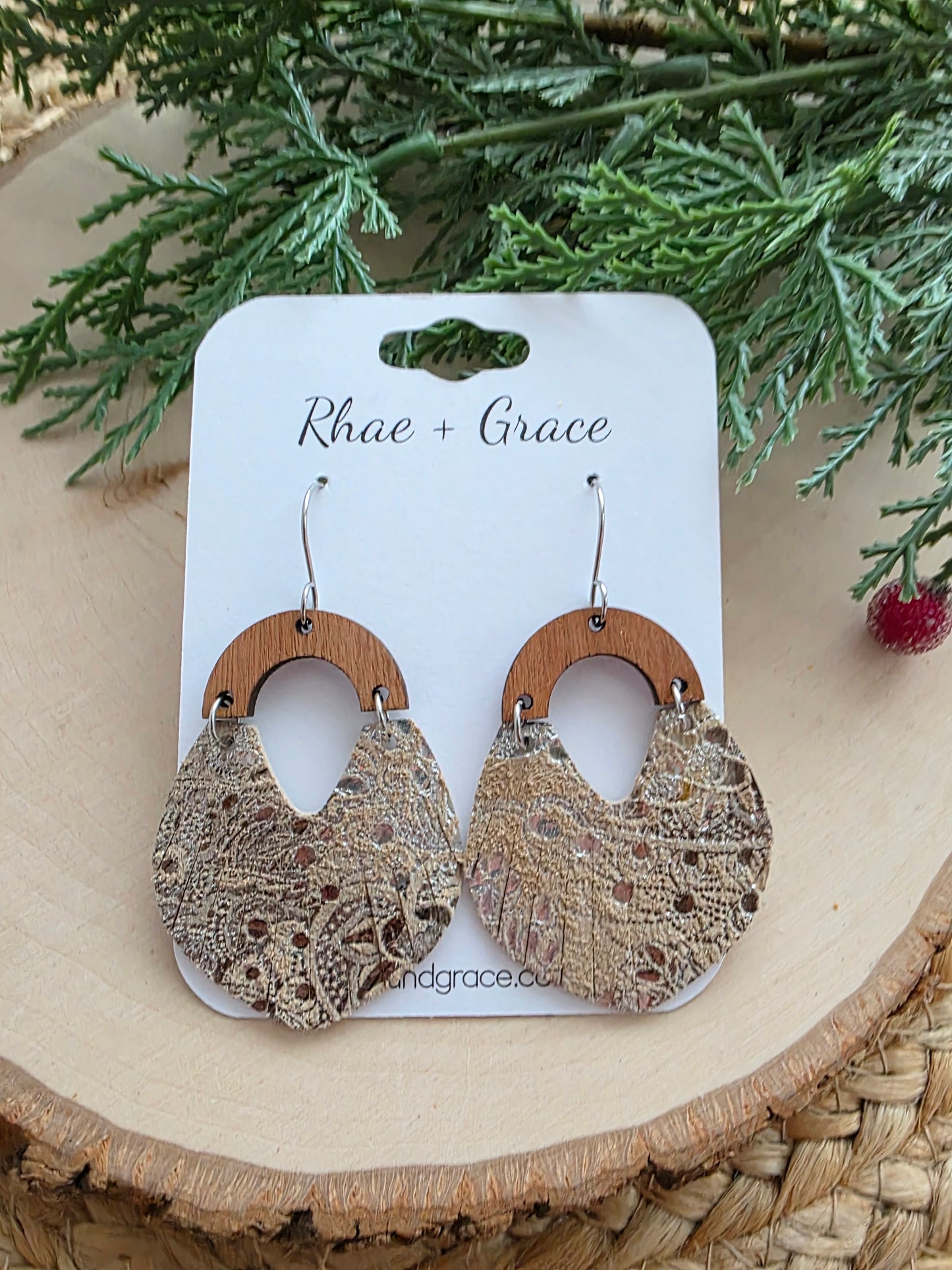 Beige & Silver Fringe Swoop Earrings