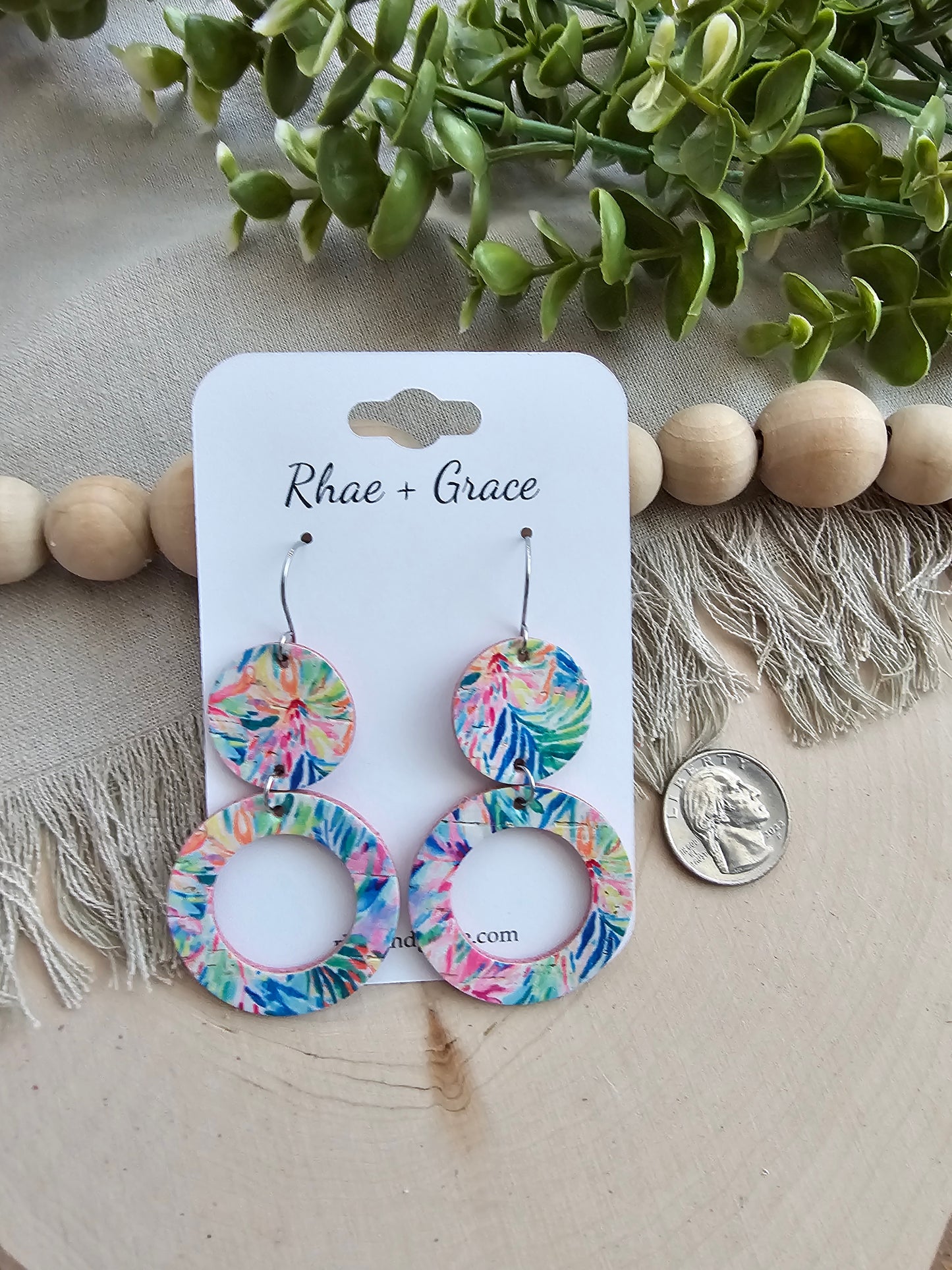 Tropical Circle Cutout Earrings