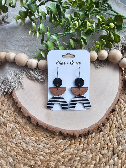 Black & White Striped Arch Earrings