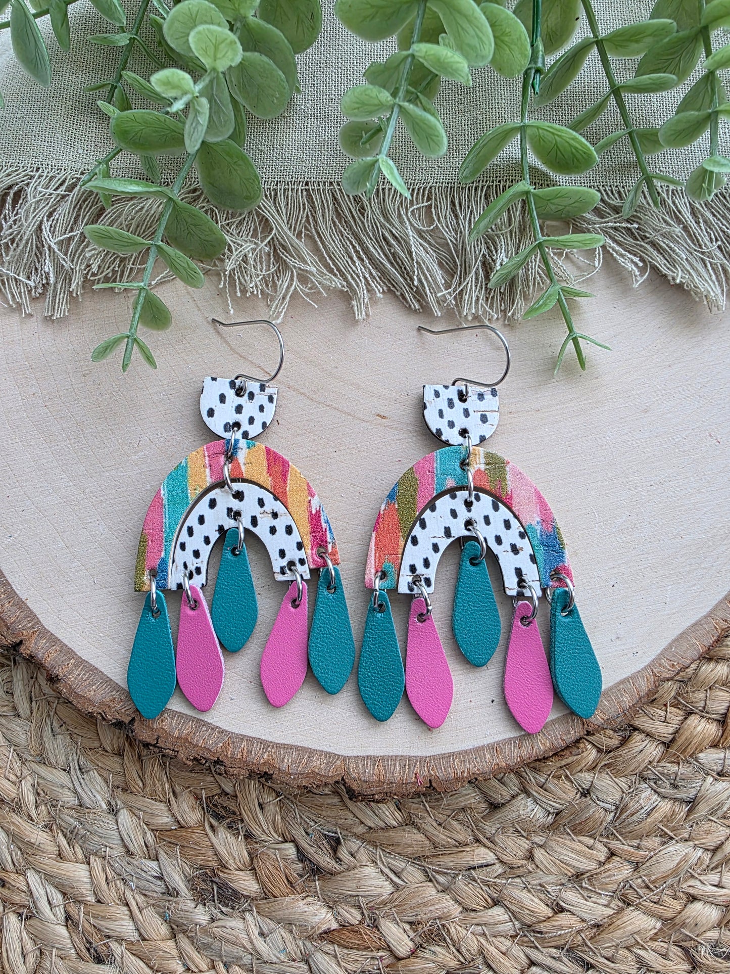 Pattern Mixed Arch Statement Earrings