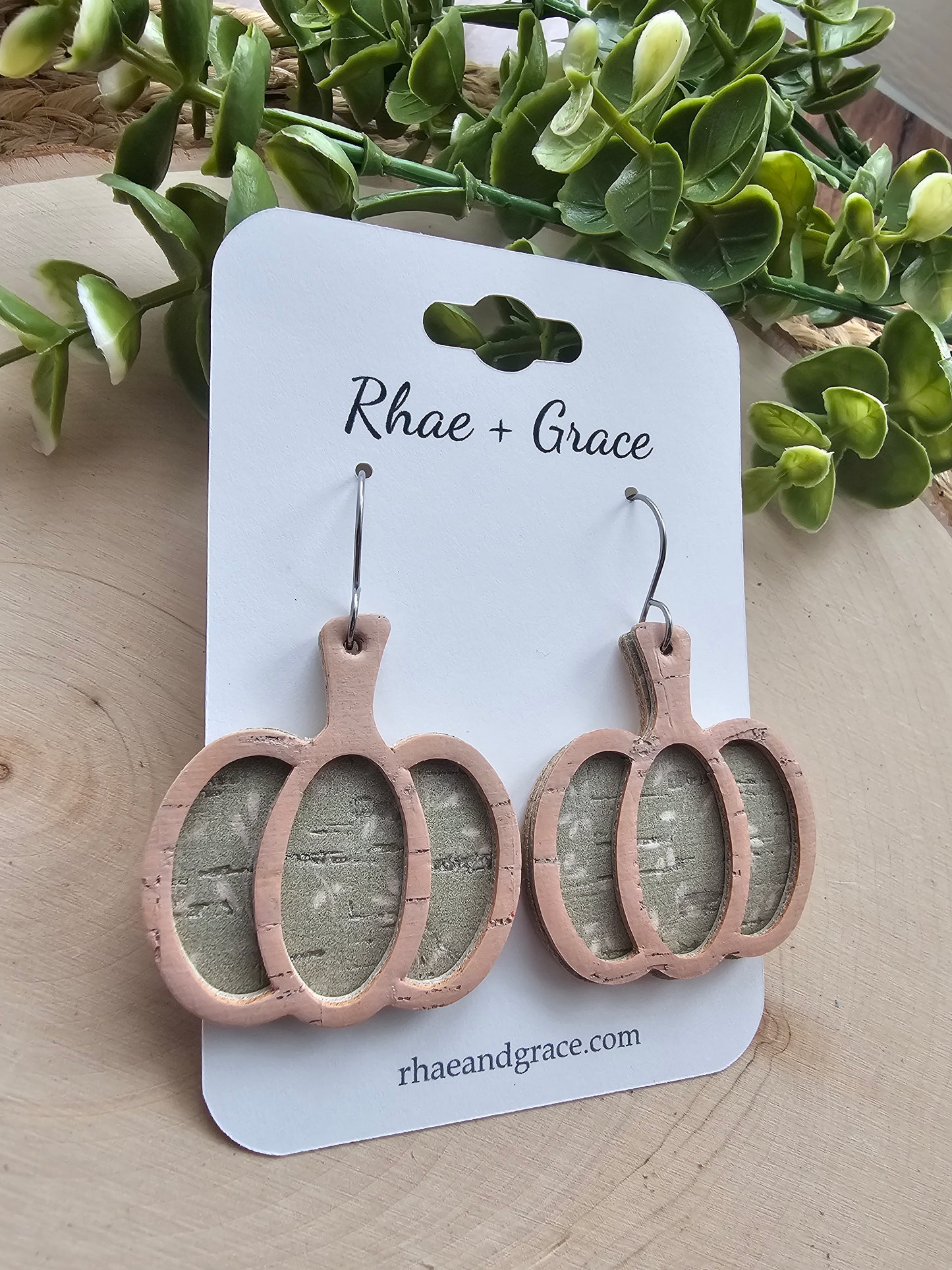 Whimsical Soft Sage Green Pumpkin Earrings