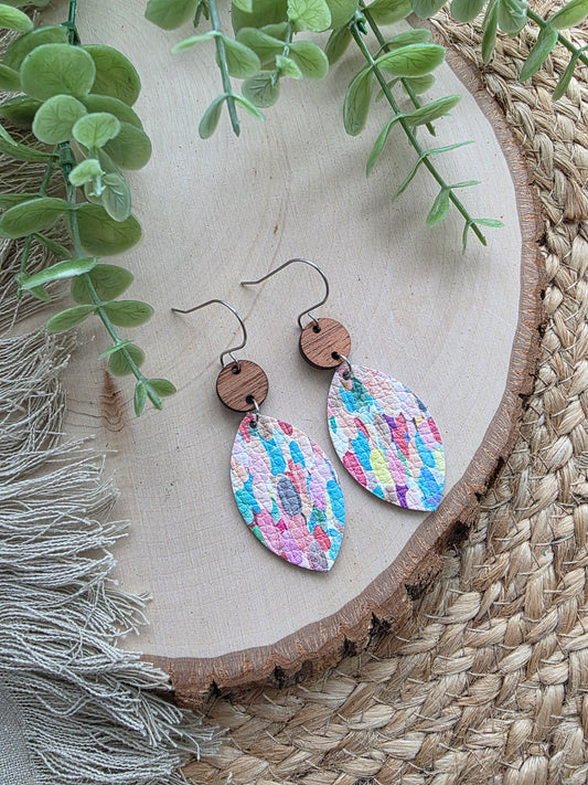 Colorful Confetti Leaf Earrings