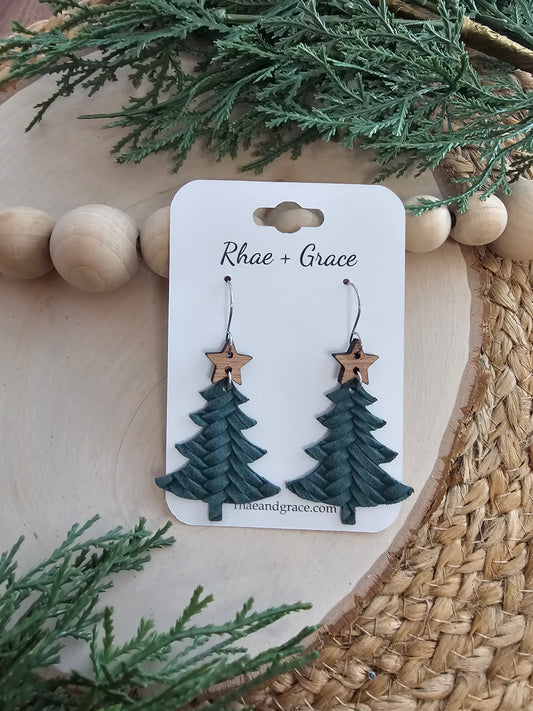 Pine Green Christmas Tree Earrings