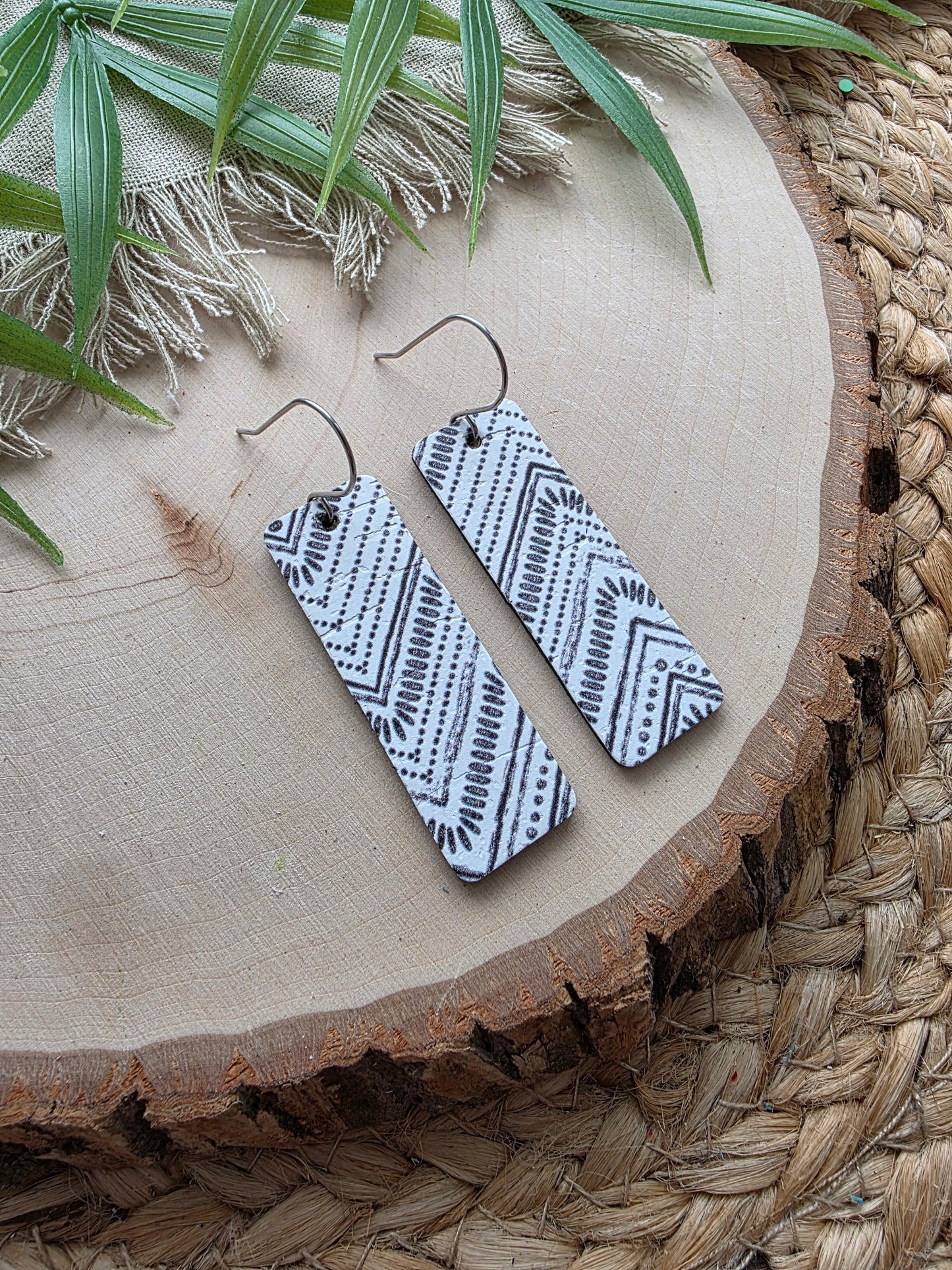 Black & White Chevron Bar Earrings