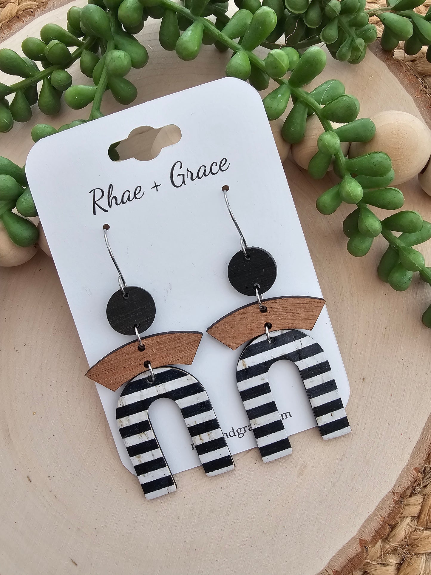 Black & White Striped Arch Earrings