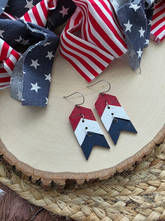 Red, White & Blue Triple Chevron Arrow Earrings