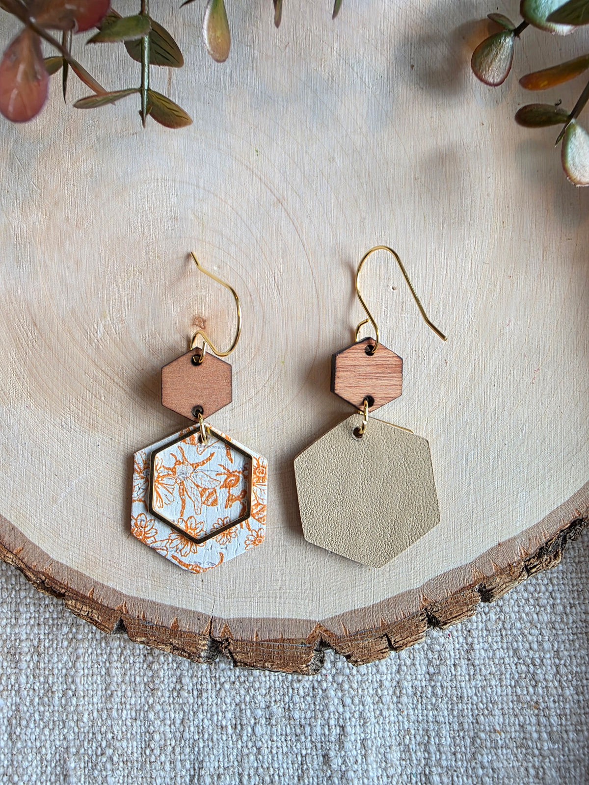 Honeybee Hexagon Earrings