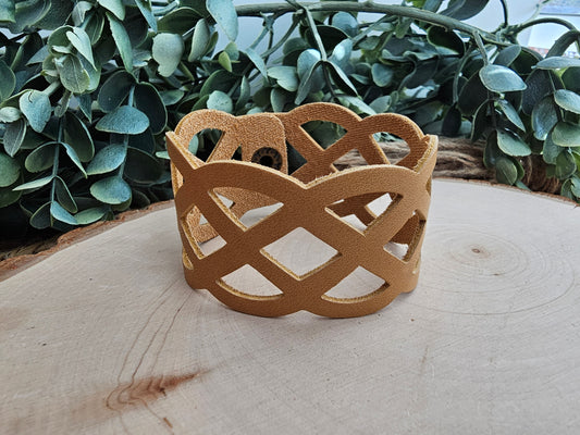 Honey Tan Lattice Leather Bracelet