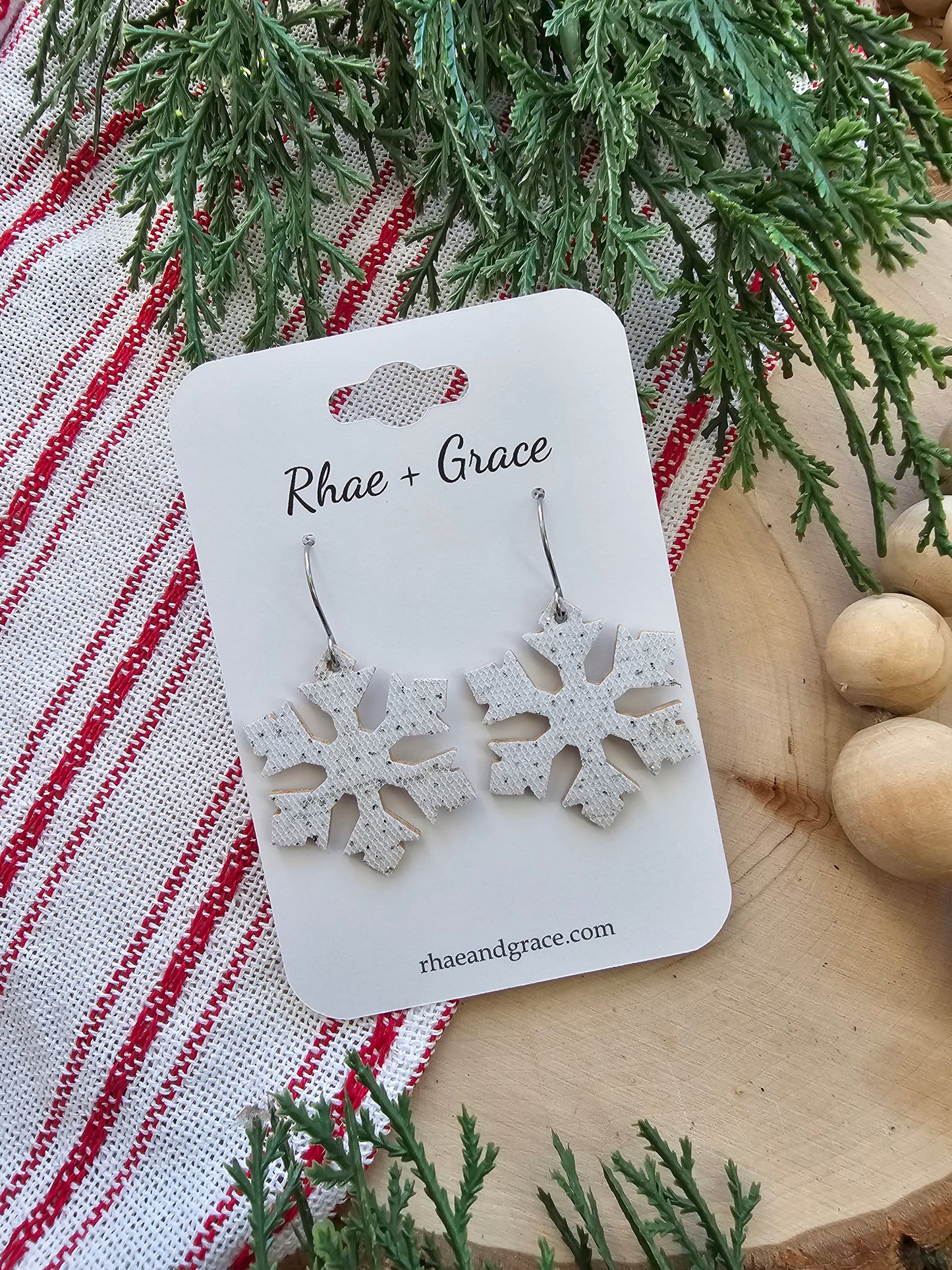 White Sparkle Snowflake Earrings