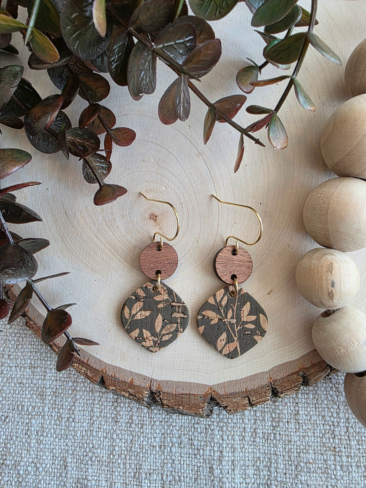 Moss Green Willow Rounded Petal Earring