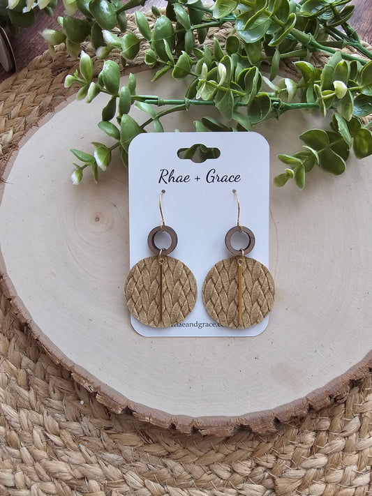 Beige Braided Circle Earrings