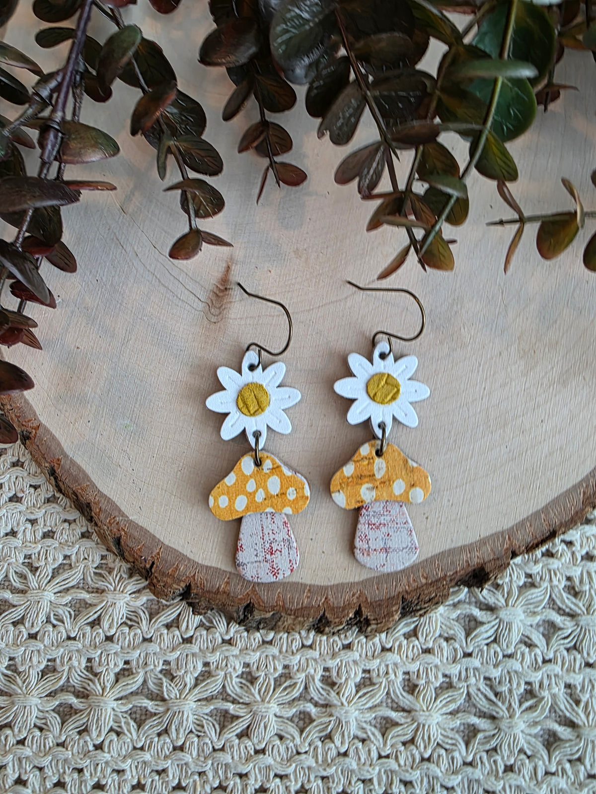 Whimsical Toadstool Earrings - Yellow