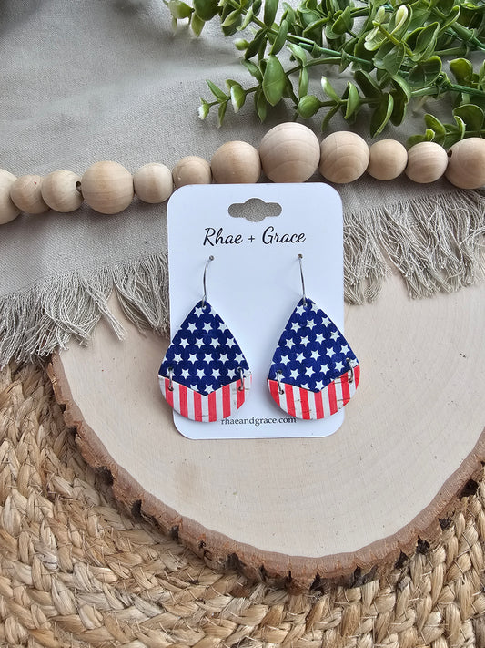 Stars & Stripes Split Teardrop Earrings